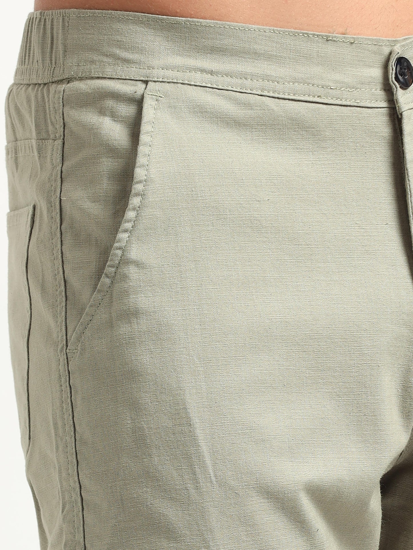 Men Lazy Linen Utility Cargo-Fern