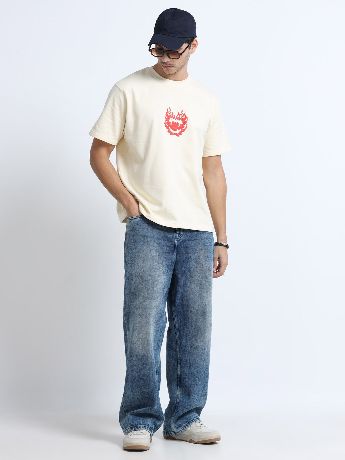 Cream Oversized Bio Wash Terry