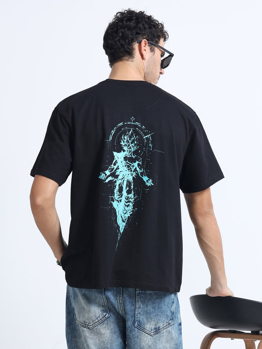 Black Oversized Bio Wash Terry