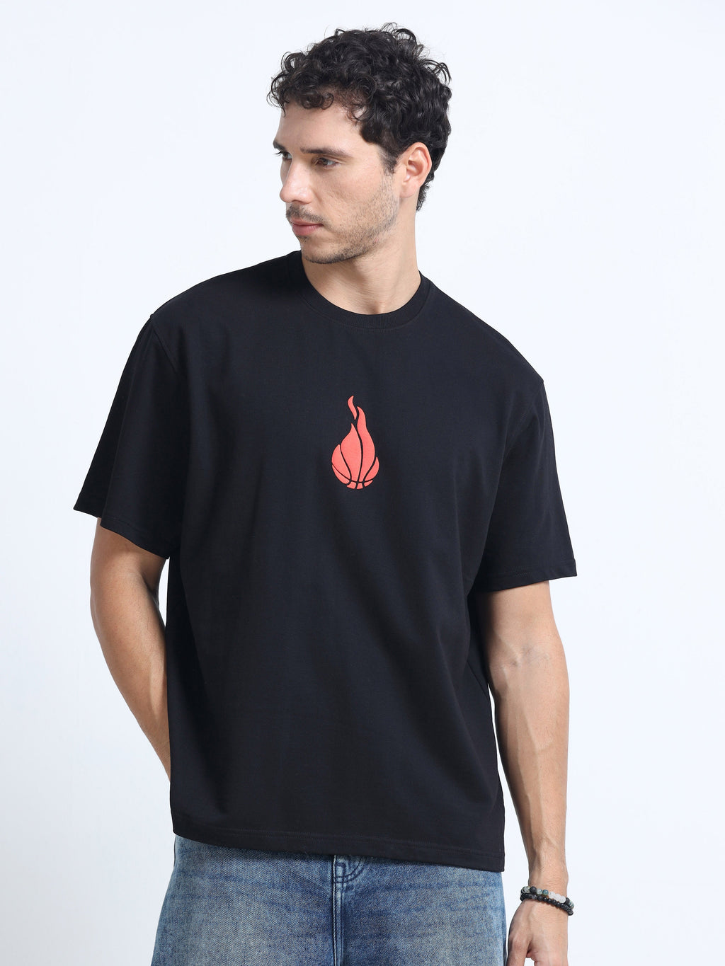Black Oversized Bio Wash Terry