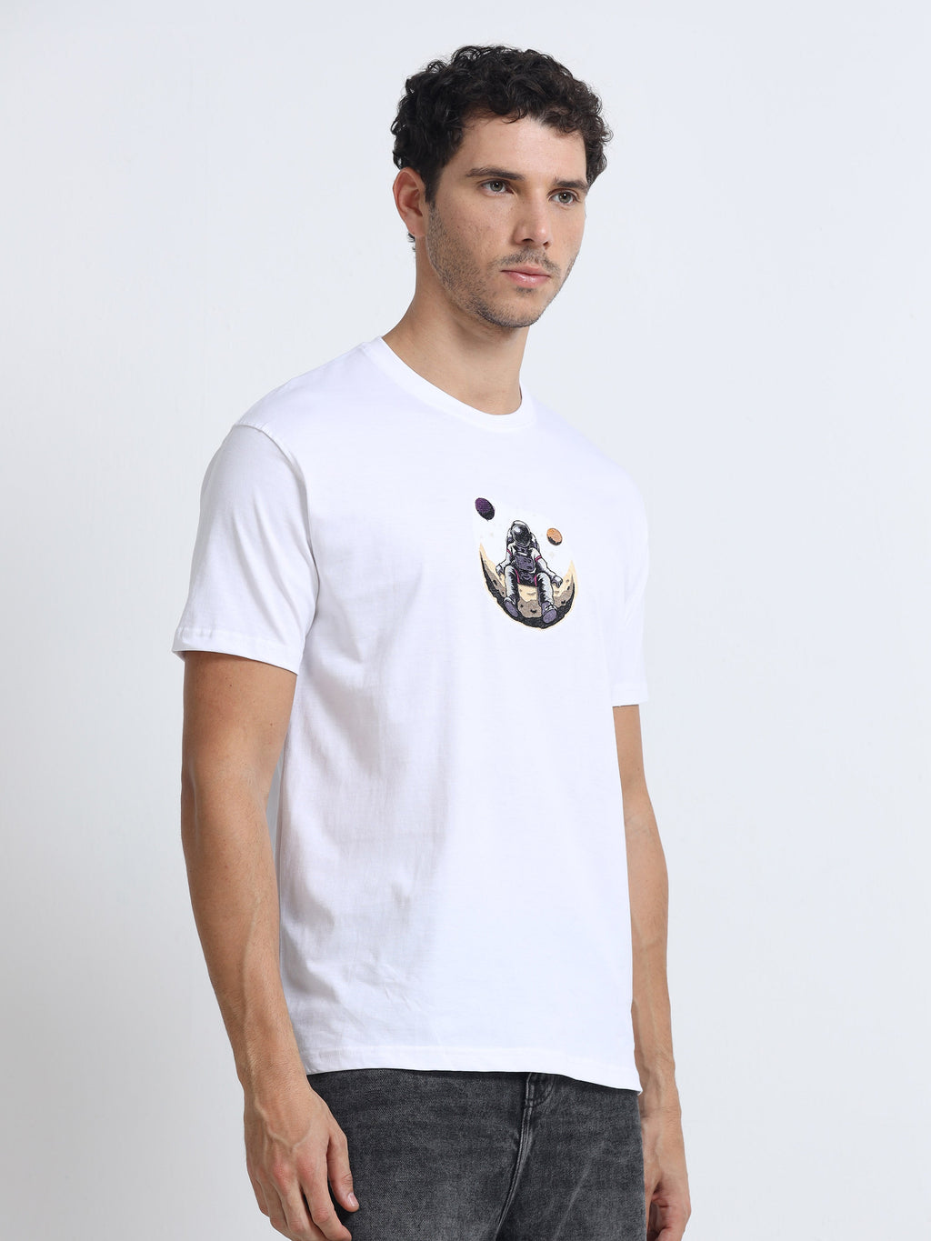 White Round Neck Bio Wash Single Jersey