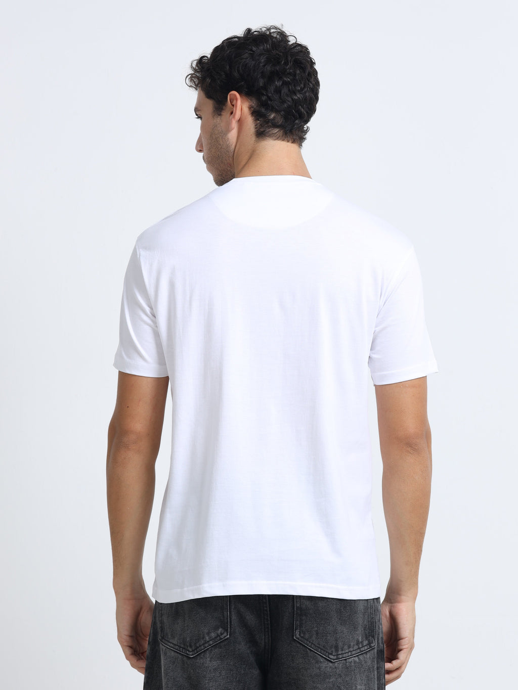 White Round Neck Bio Wash Single Jersey