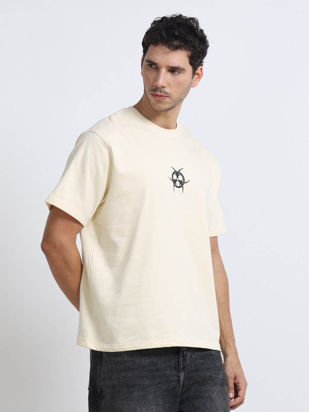 Cream Oversized Bio Wash Terry