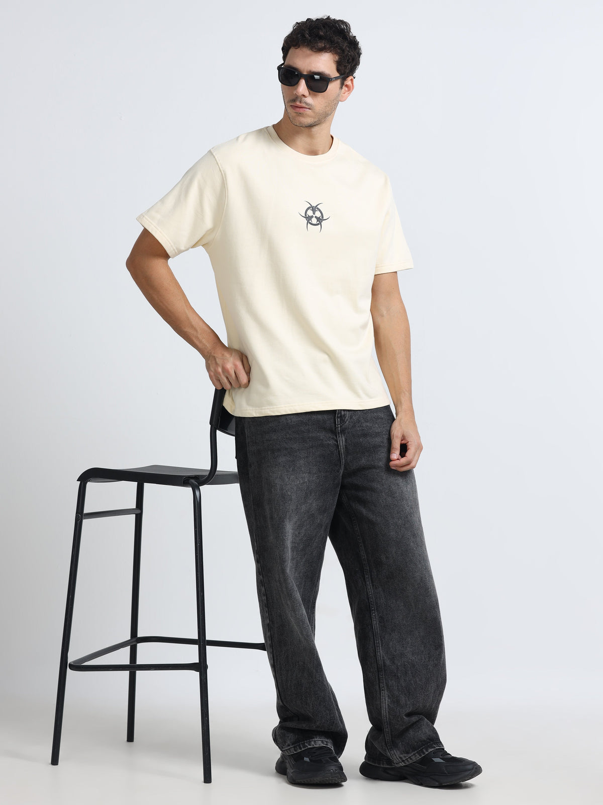 Cream Oversized Bio Wash Terry