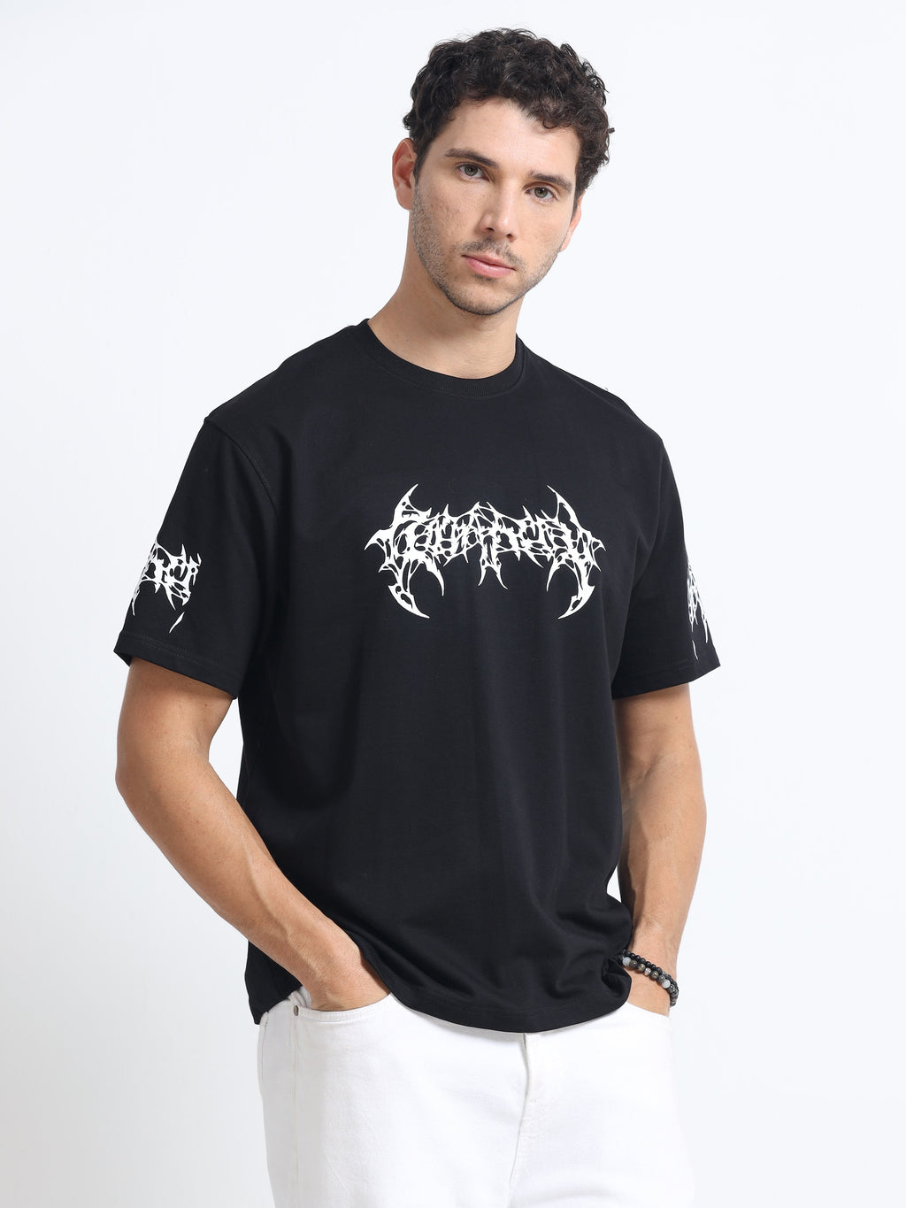 Black Oversized Bio Wash Terry