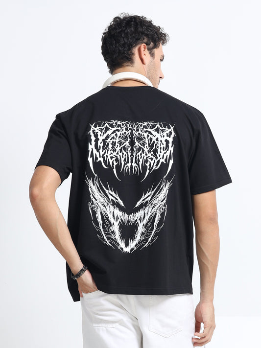 Black Oversized Bio Wash Terry