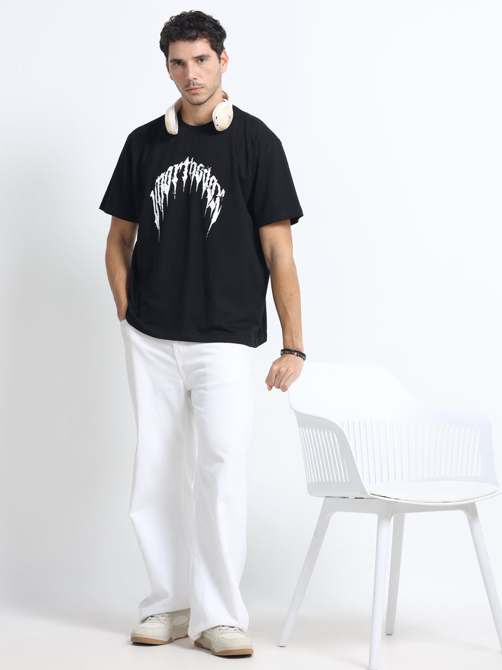 Black Oversized Bio Wash Terry
