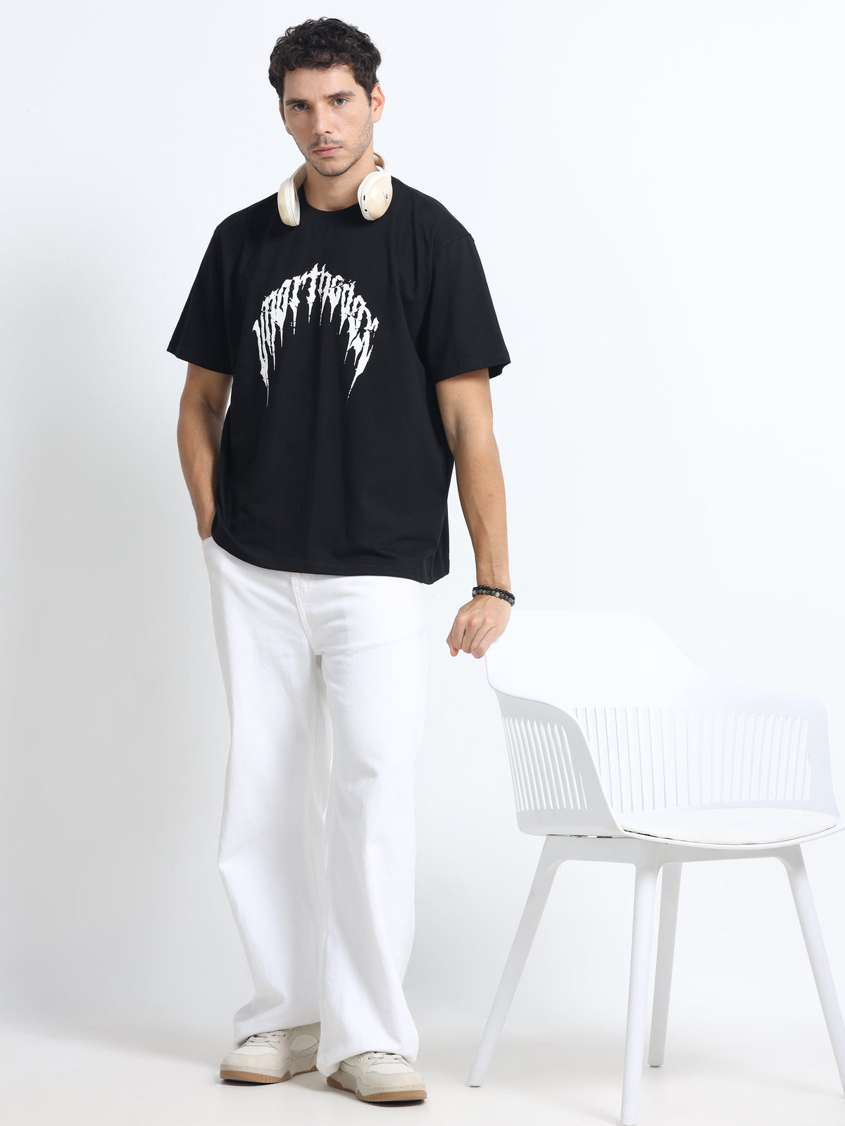 Black Oversized Bio Wash Terry