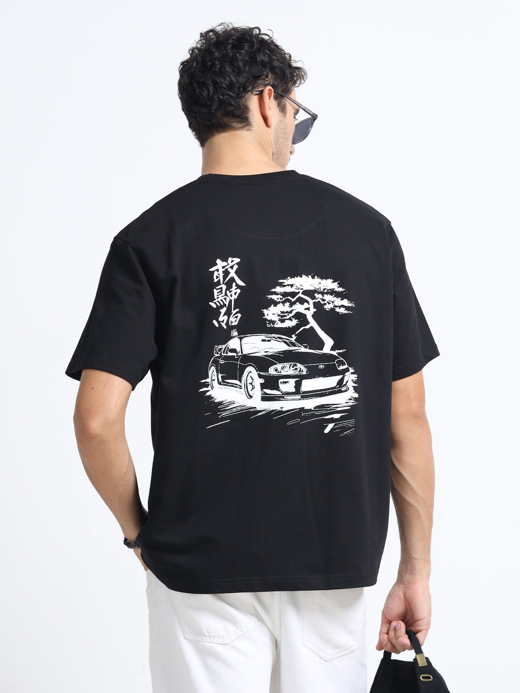 Black Oversized Bio Wash Terry