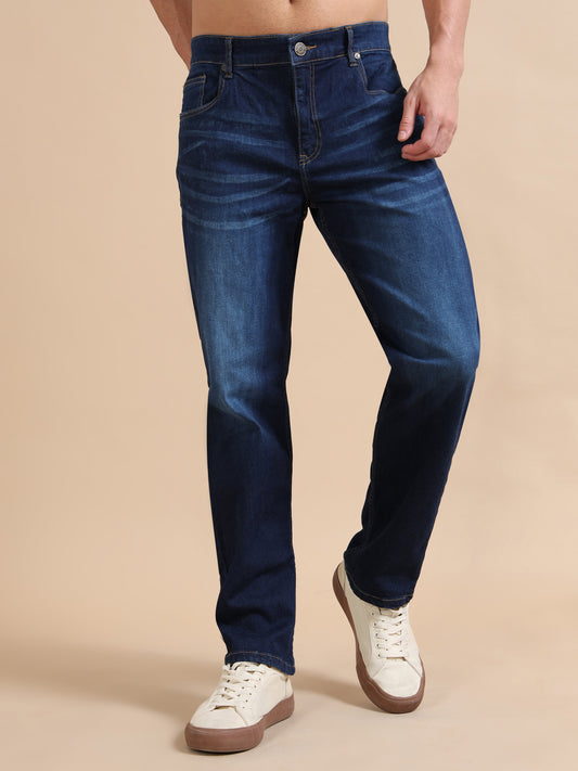 Plus Size Dark Indigo Straight Fit Jeans for Men