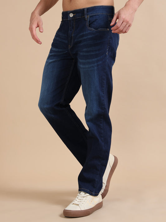 Plus Size Dark Indigo Straight Fit Jeans for Men