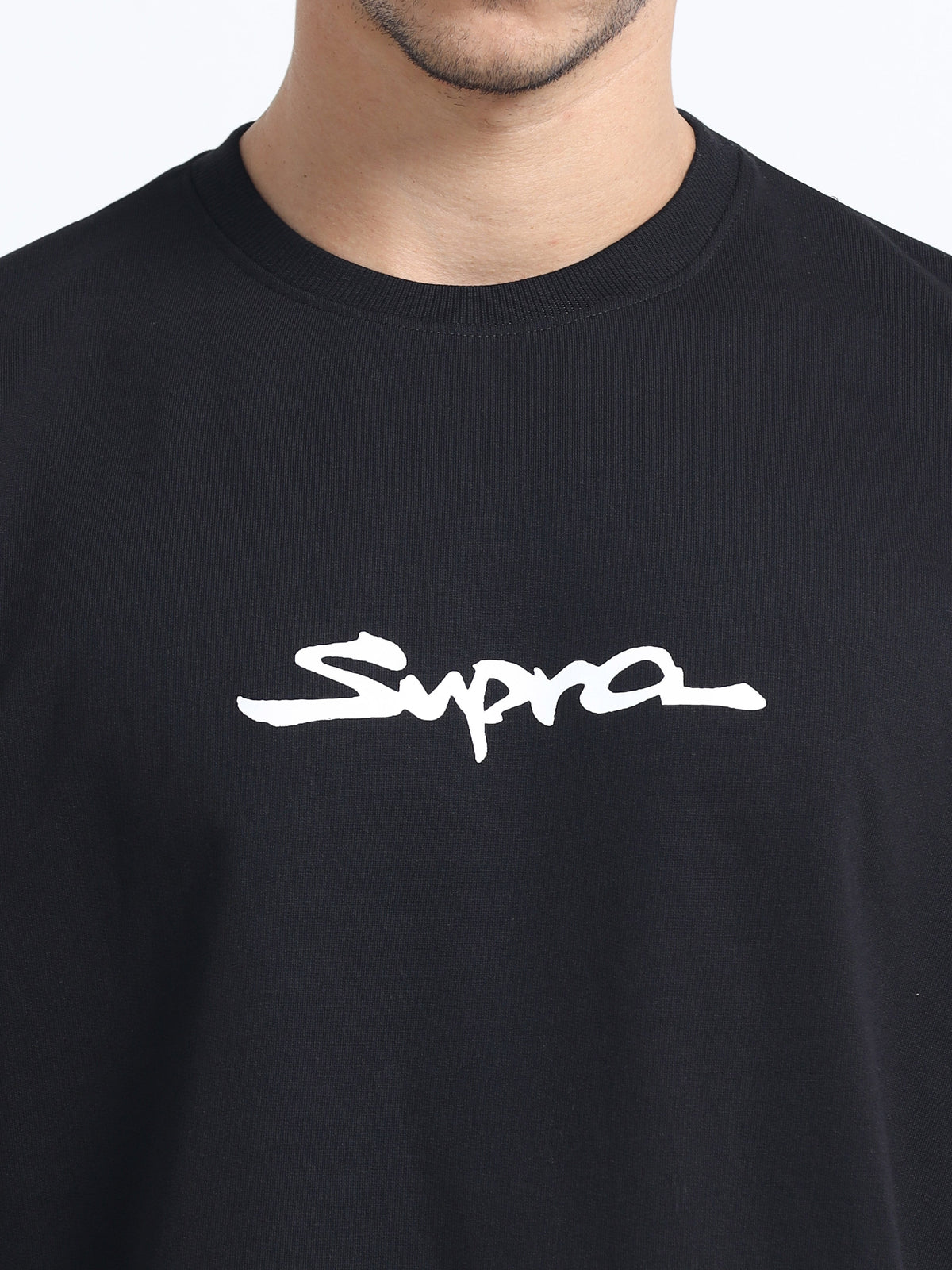 Black Oversized Bio Wash Terry