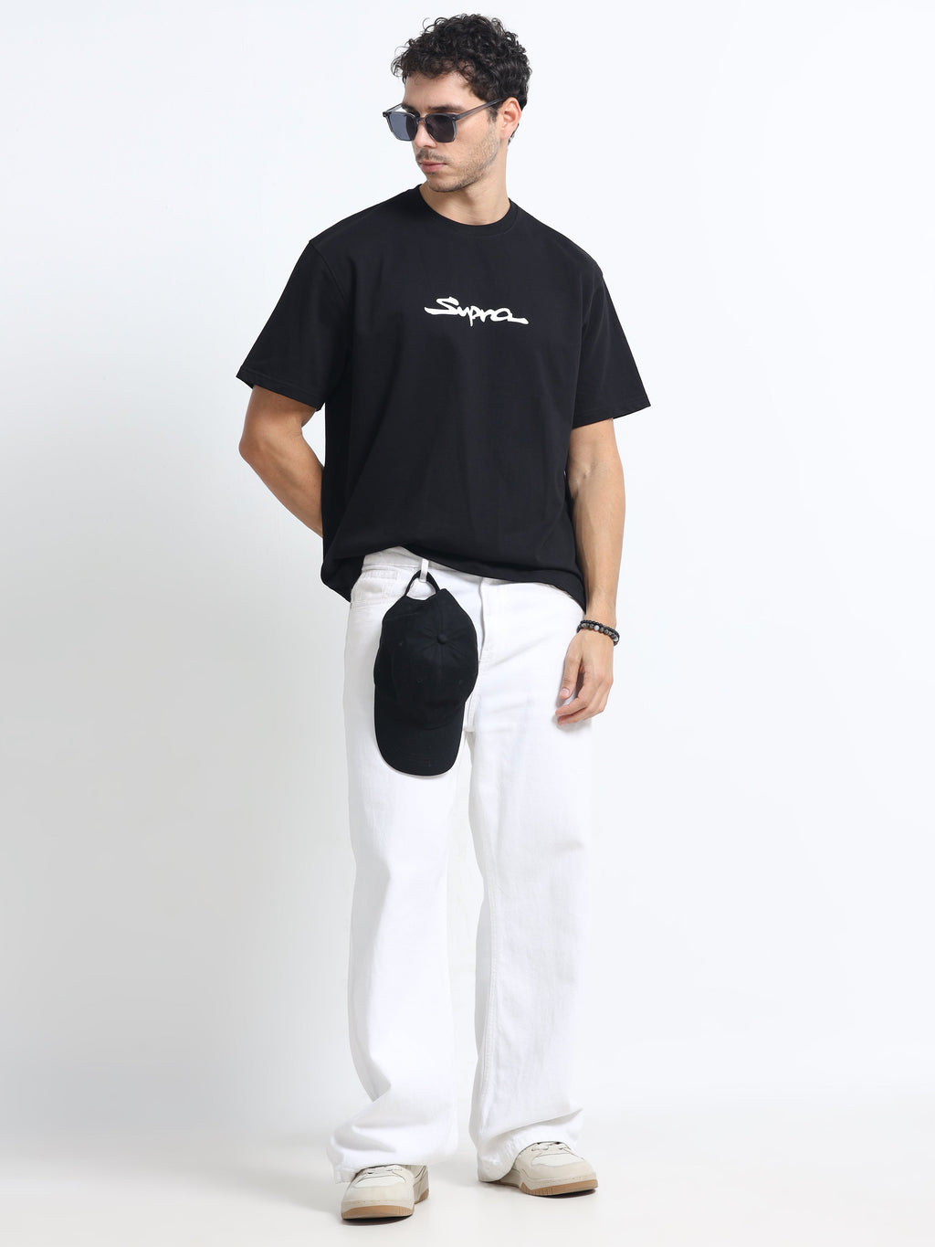 Black Oversized Bio Wash Terry