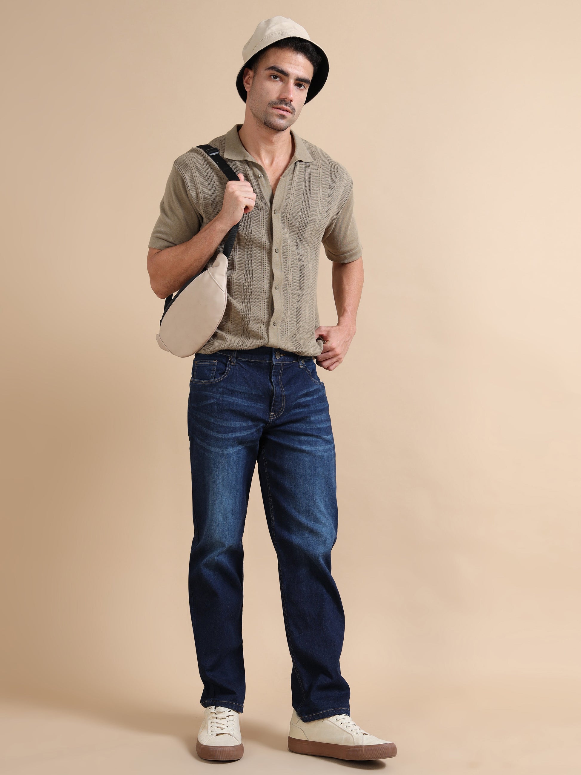Plus Size Dark Indigo Straight Fit Jeans for Men