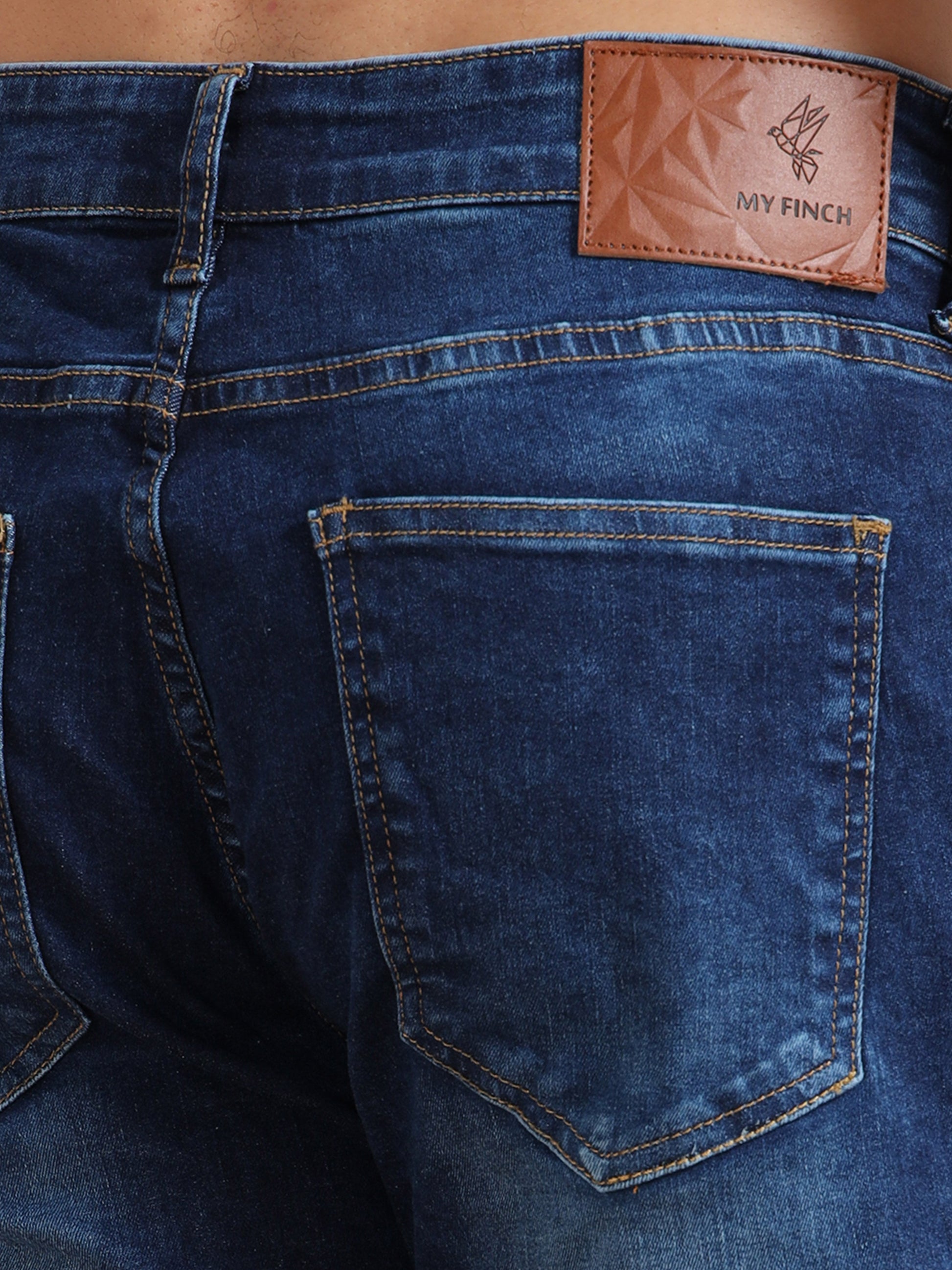 Plus Size Mid Blue Jeans Mens Straight Fit Pants