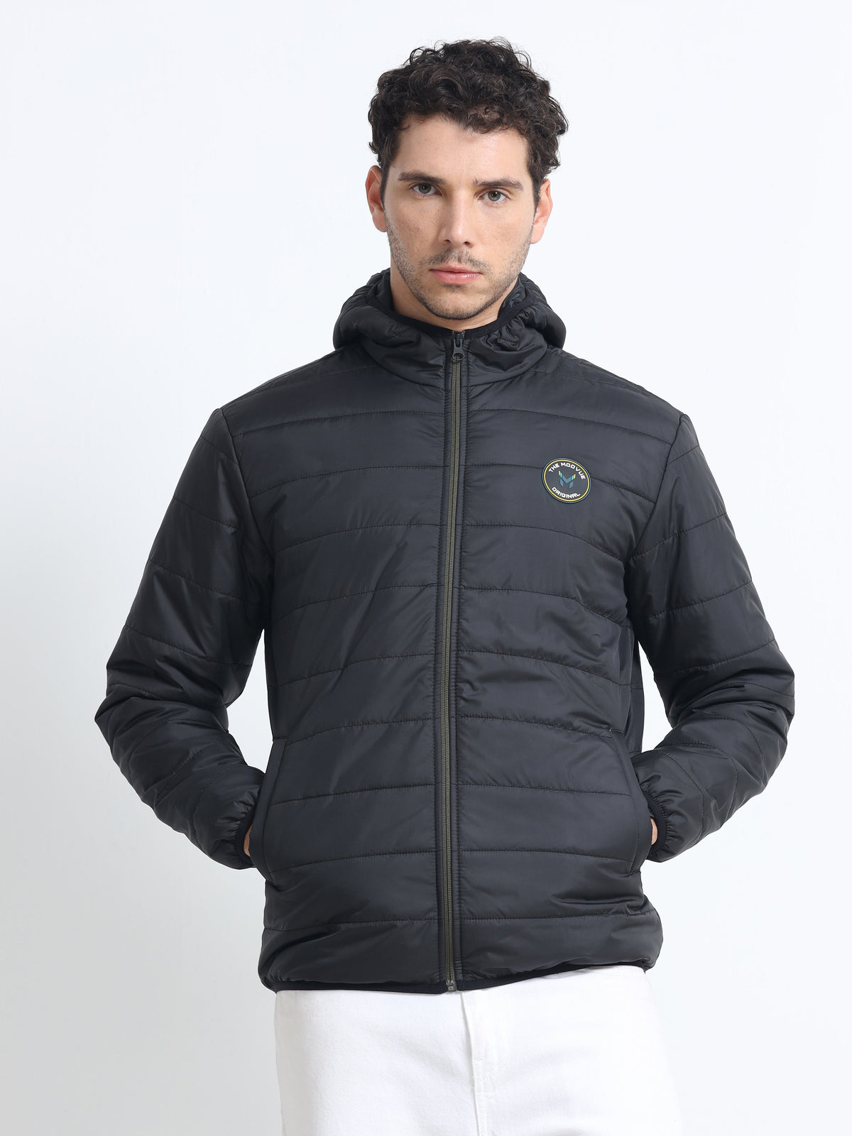 Men's Black Polyester Jacket – Lightweight Streetwear Outerwear | The Modvue