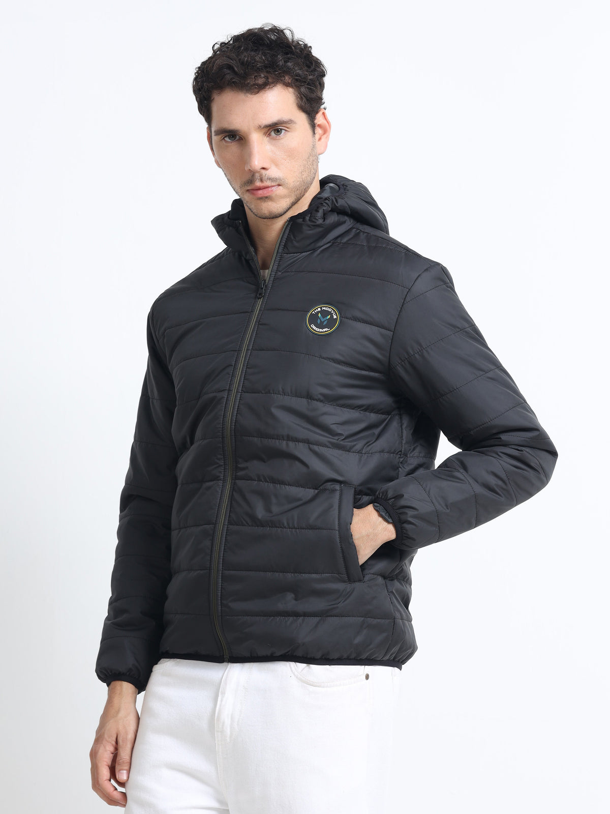 Men's Black Polyester Jacket – Lightweight Streetwear Outerwear | The Modvue