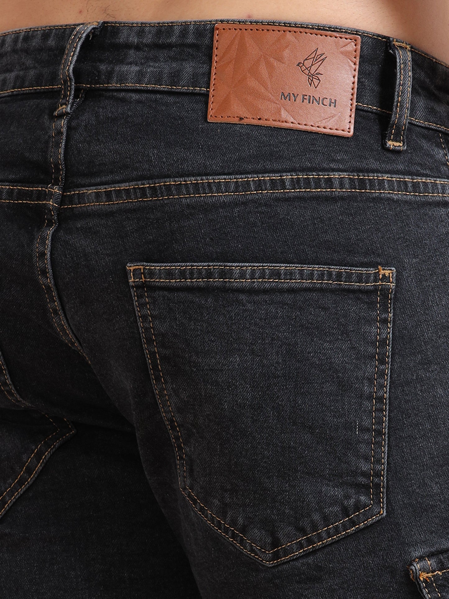 Plus Size Men's Black Cargo Denim Shorts – Knitted Dobby Lycra | Utility Edition