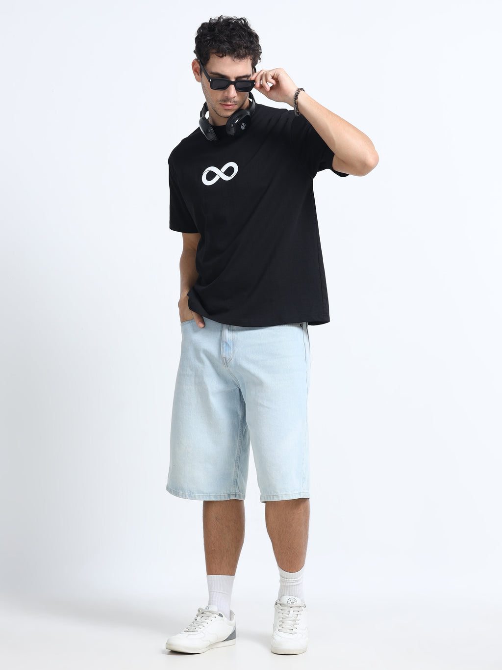Black Oversized Bio Wash Terry