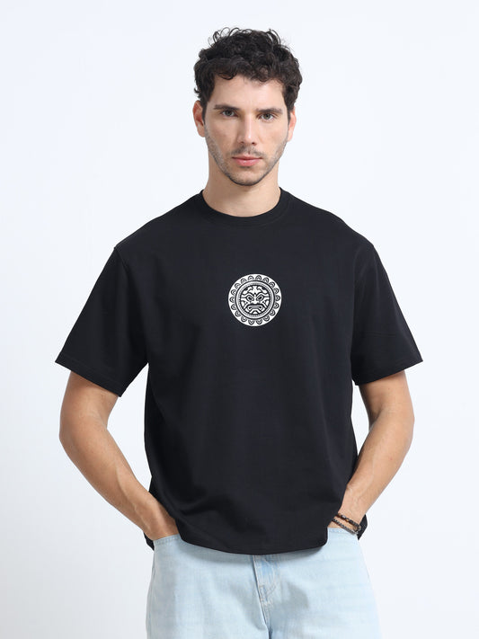 Black Oversized Bio Wash Terry