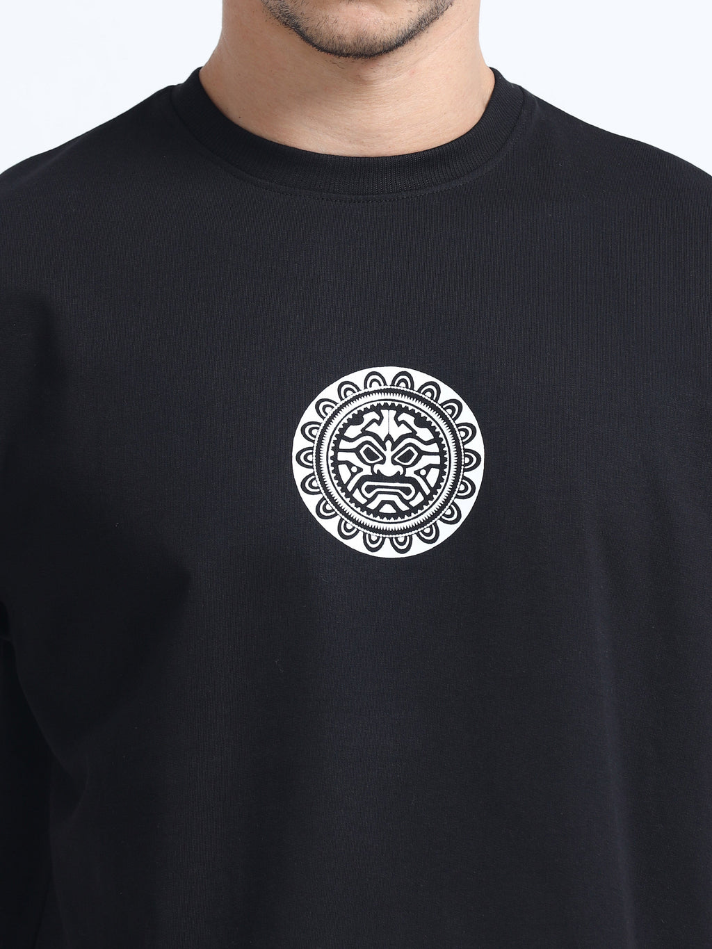 Black Oversized Bio Wash Terry