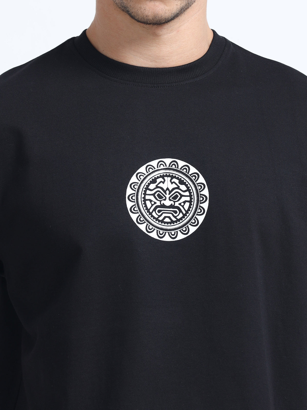 Black Oversized Bio Wash Terry