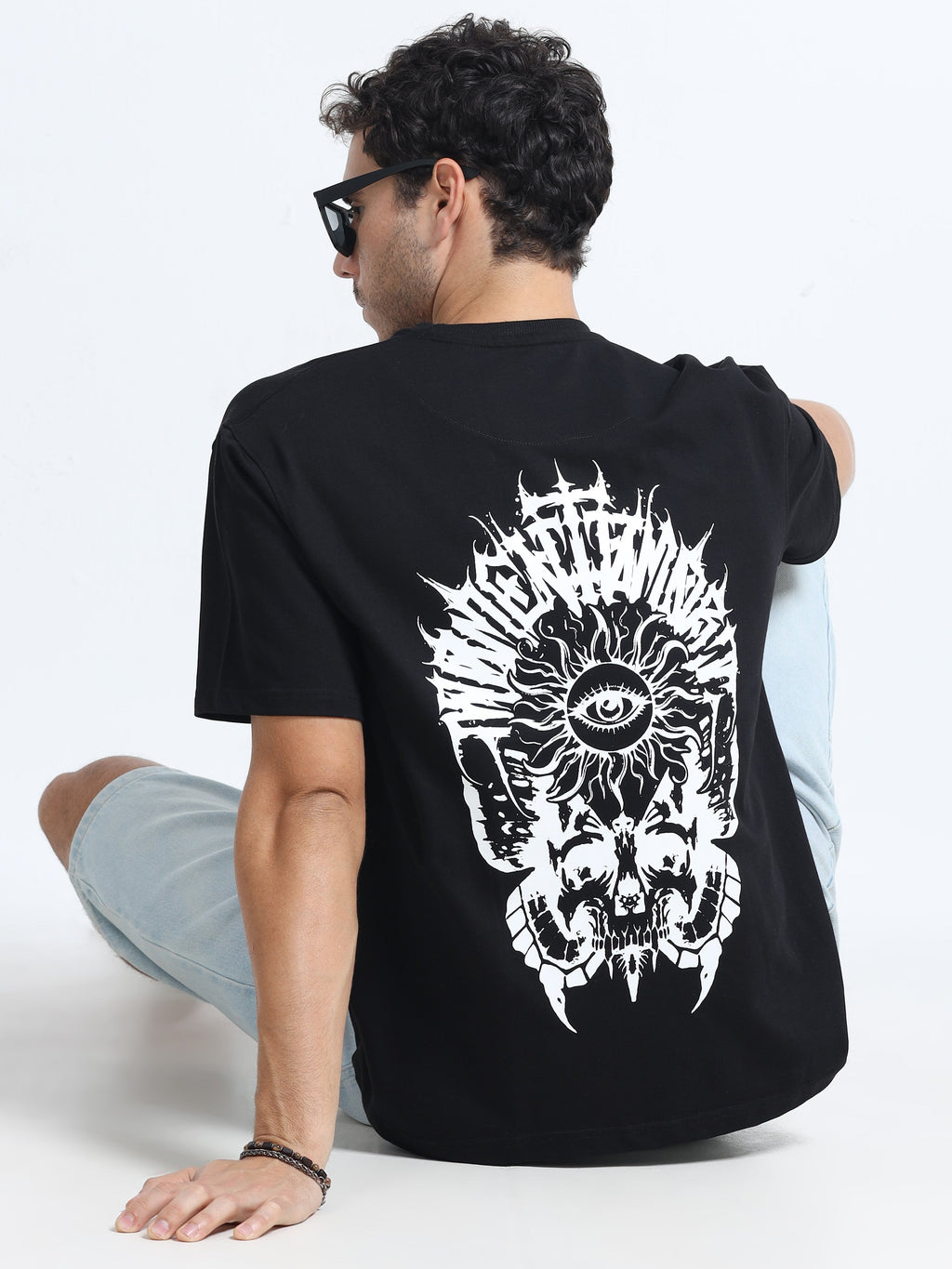 Black Oversized Bio Wash Terry