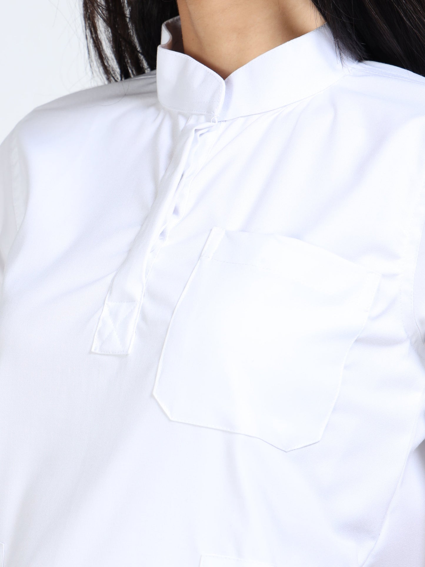 Women’s Snow White Medical Scrub Set – Mandarin Collar (Chinese Collar) Top & Straight Pants | 2-Way Stretch, Breathable & Easy-Care Fabric – Apollo