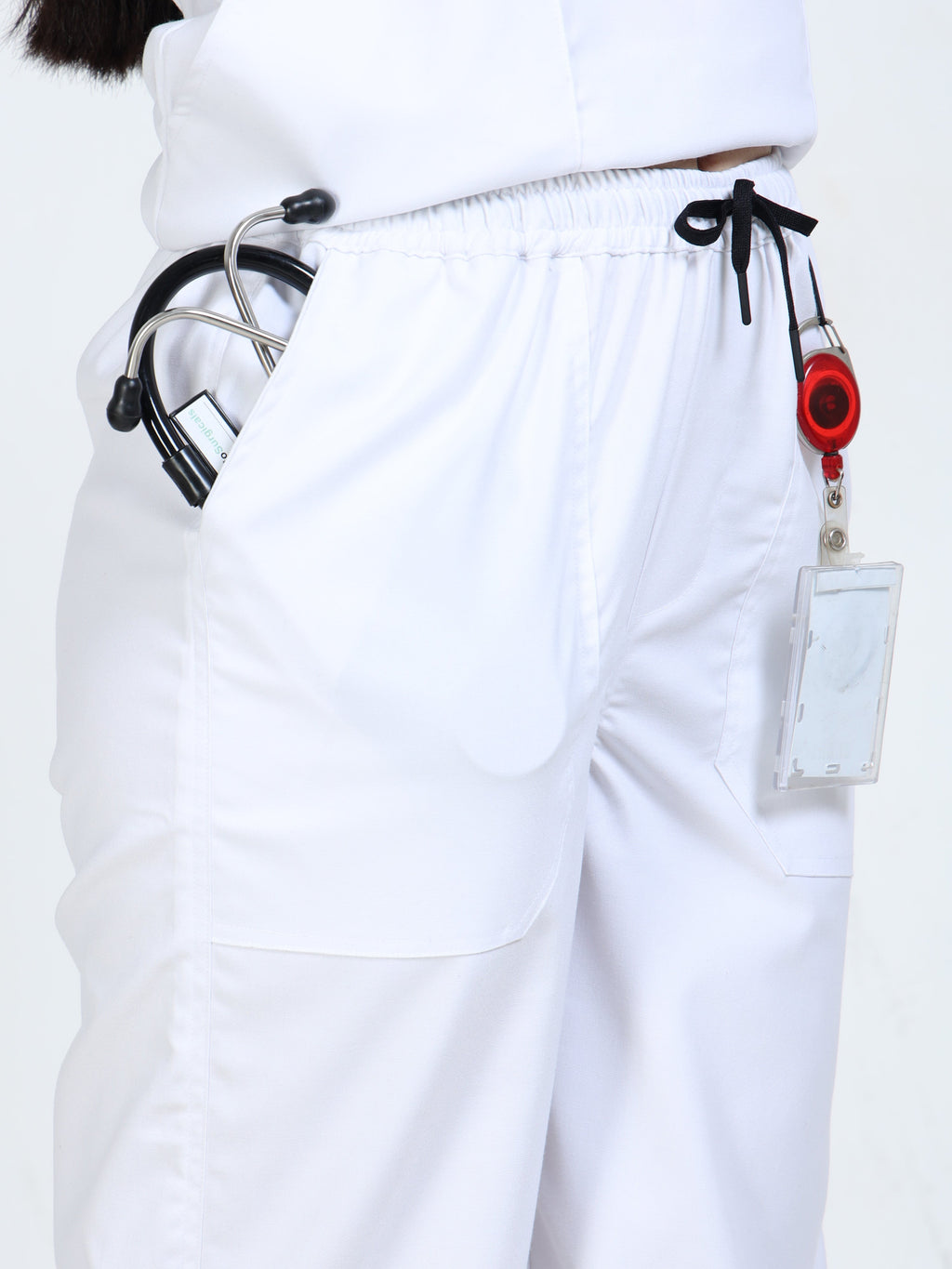 Women’s Snow White Medical Scrub Set – Mandarin Collar (Chinese Collar) Top & Straight Pants | 2-Way Stretch, Breathable & Easy-Care Fabric – Apollo
