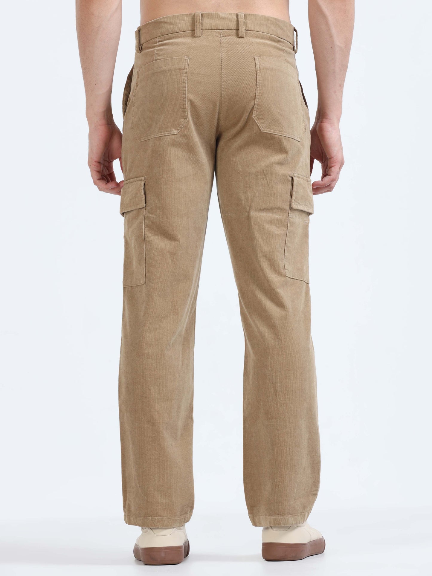 Soft Corduroy Beige Relaxed Cargo Pant