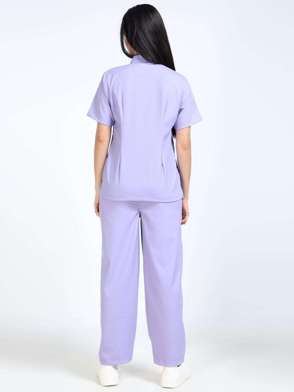 Women’s Pastel Lilac Medical Scrub Set – Mandarin Collar (Chinese Collar) Top & Straight Pants | 2-Way Stretch, Antibacterial & Soft Comfort Fabric – Apollo