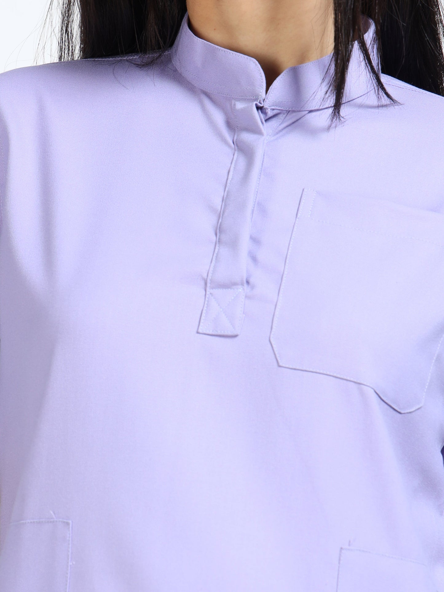 Women’s Pastel Lilac Medical Scrub Set – Mandarin Collar (Chinese Collar) Top & Straight Pants | 2-Way Stretch, Antibacterial & Soft Comfort Fabric – Apollo