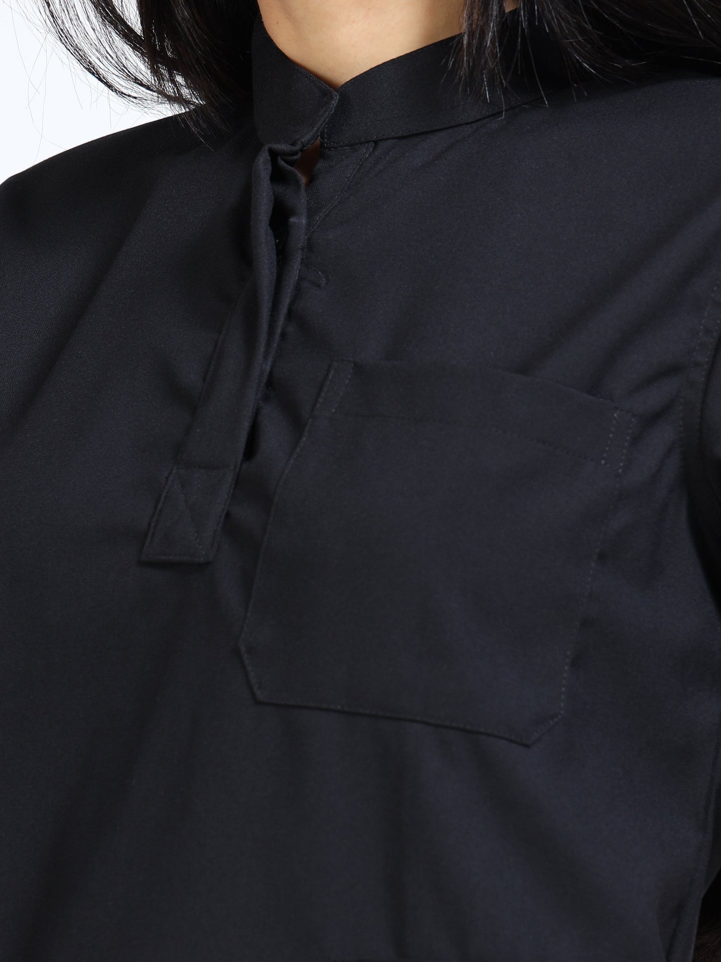 Women’s Black Knight Medical Scrub Set – Mandarin Collar (Chinese Collar) Top & Straight Pants | Twill Fabric, Antibacterial & Durable – Eco Flex