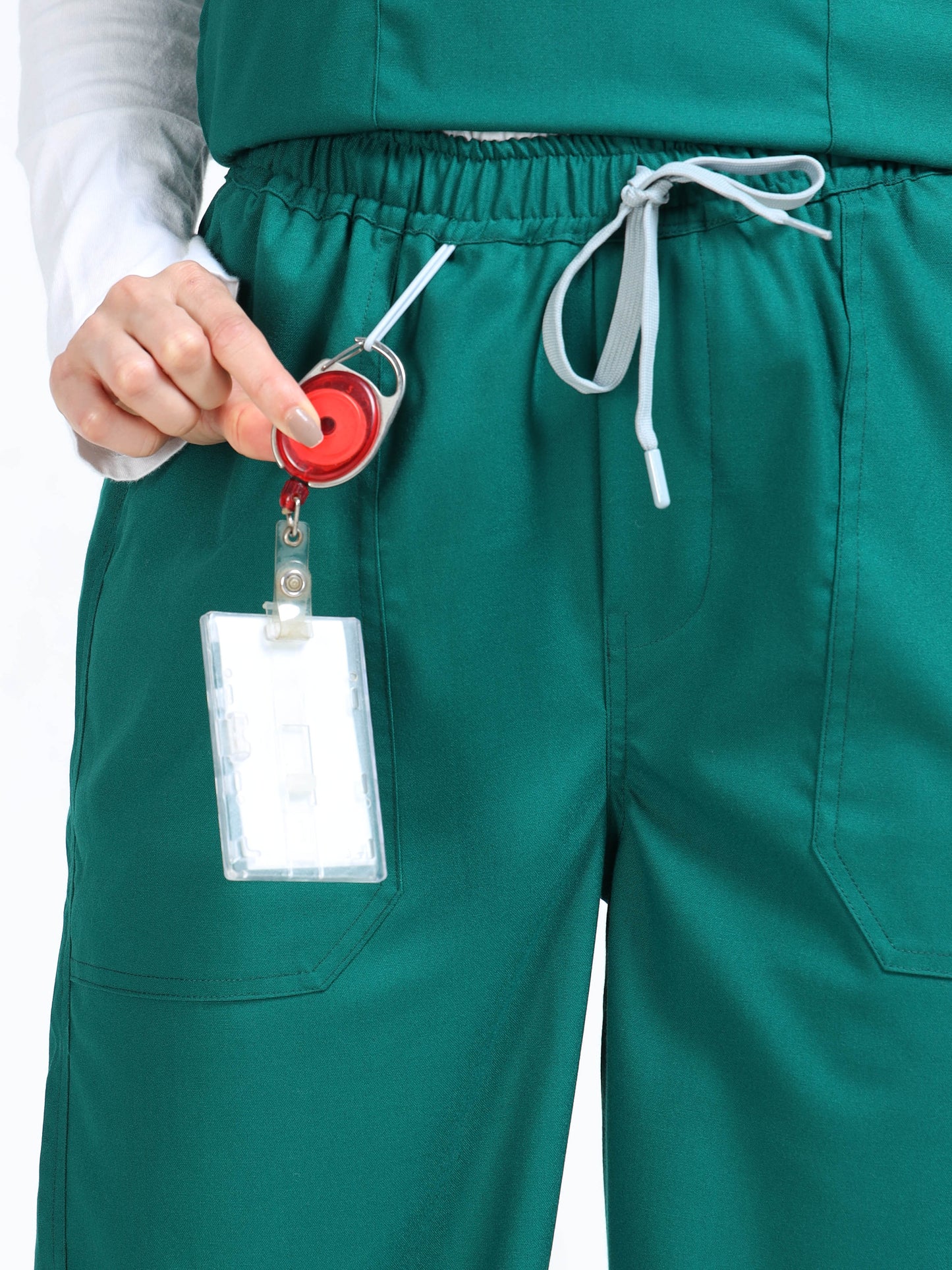 Women’s Forest Green Medical Scrub Set – Mandarin Collar (Chinese Collar) Top & Straight Pants | Twill Fabric, Antibacterial & Durable – Eco Flex