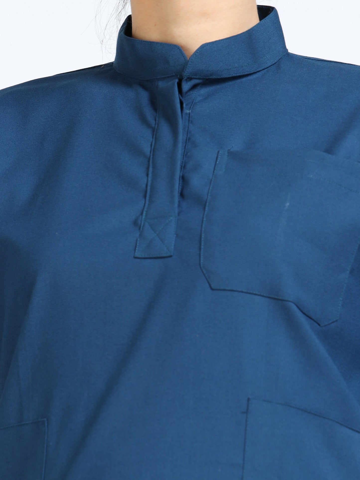 Women’s Galaxy Blue Medical Scrub Set – Mandarin Collar (Chinese Collar) Top & Straight Pants | 2-Way Stretch, Antibacterial & Wrinkle-Resistant – Apollo