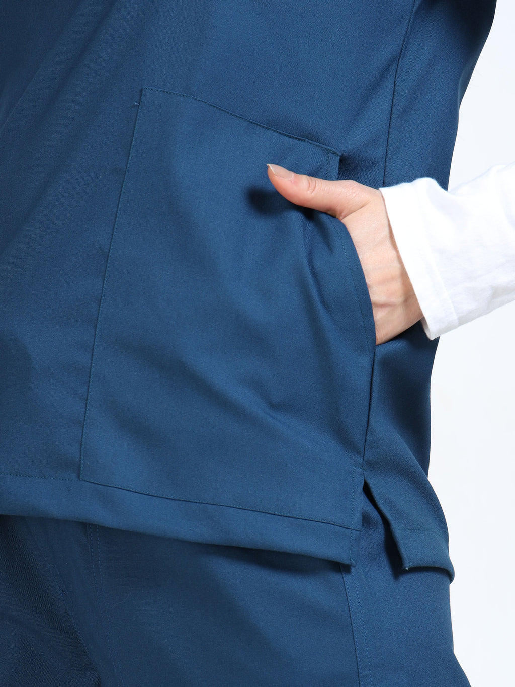 Women’s Galaxy Blue Medical Scrub Set – Mandarin Collar (Chinese Collar) Top & Straight Pants | Twill Fabric, Antibacterial & Wrinkle-Resistant – Eco Flex