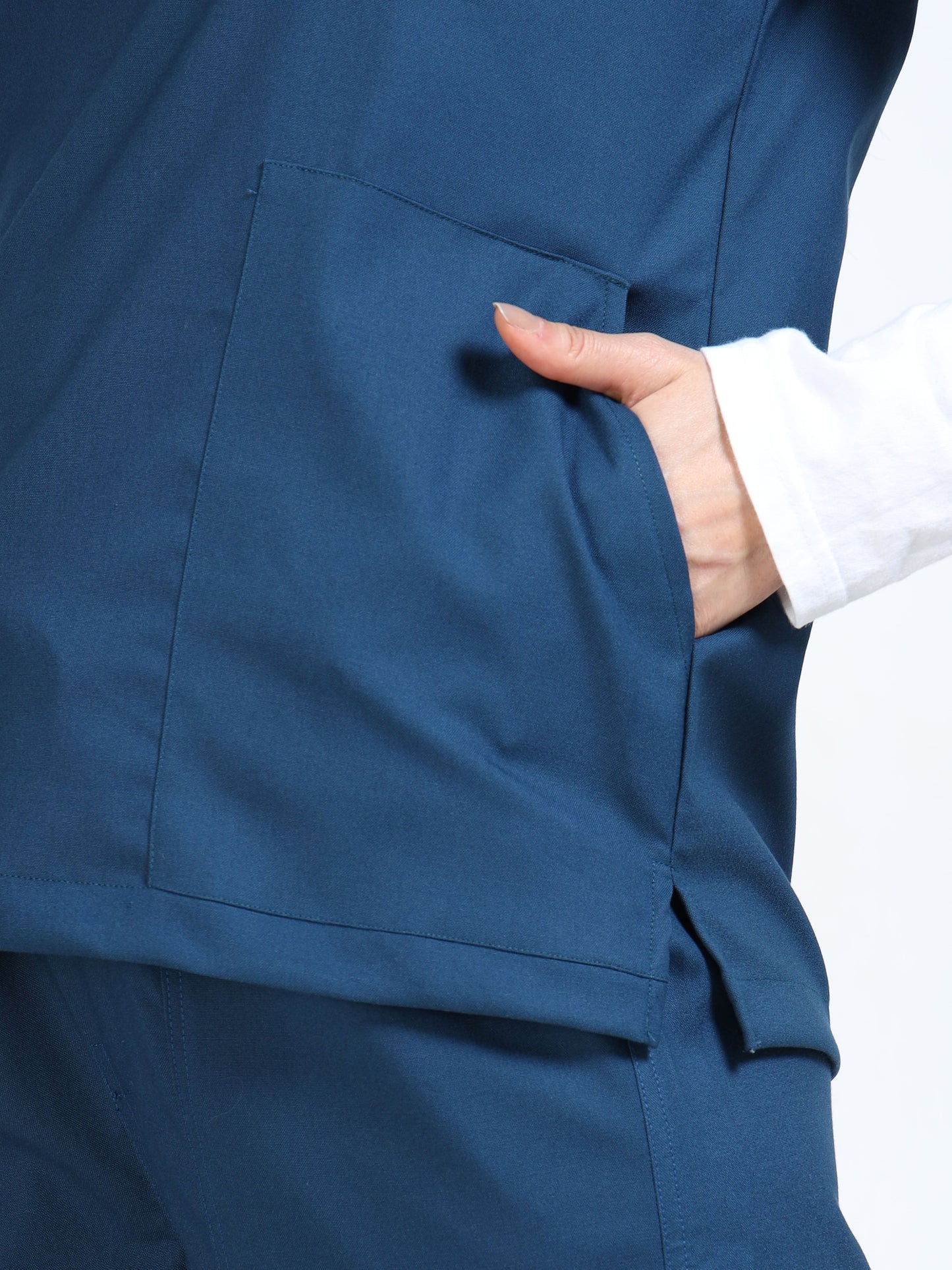 Women’s Galaxy Blue Medical Scrub Set – Mandarin Collar (Chinese Collar) Top & Straight Pants | Twill Fabric, Antibacterial & Wrinkle-Resistant – Eco Flex