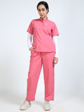 Women’s Mauve Medical Scrub Set – Mandarin Collar (Chinese Collar) Top & Straight Pants | 2-Way Stretch, Soft Touch & Antibacterial Fabric – Apollo