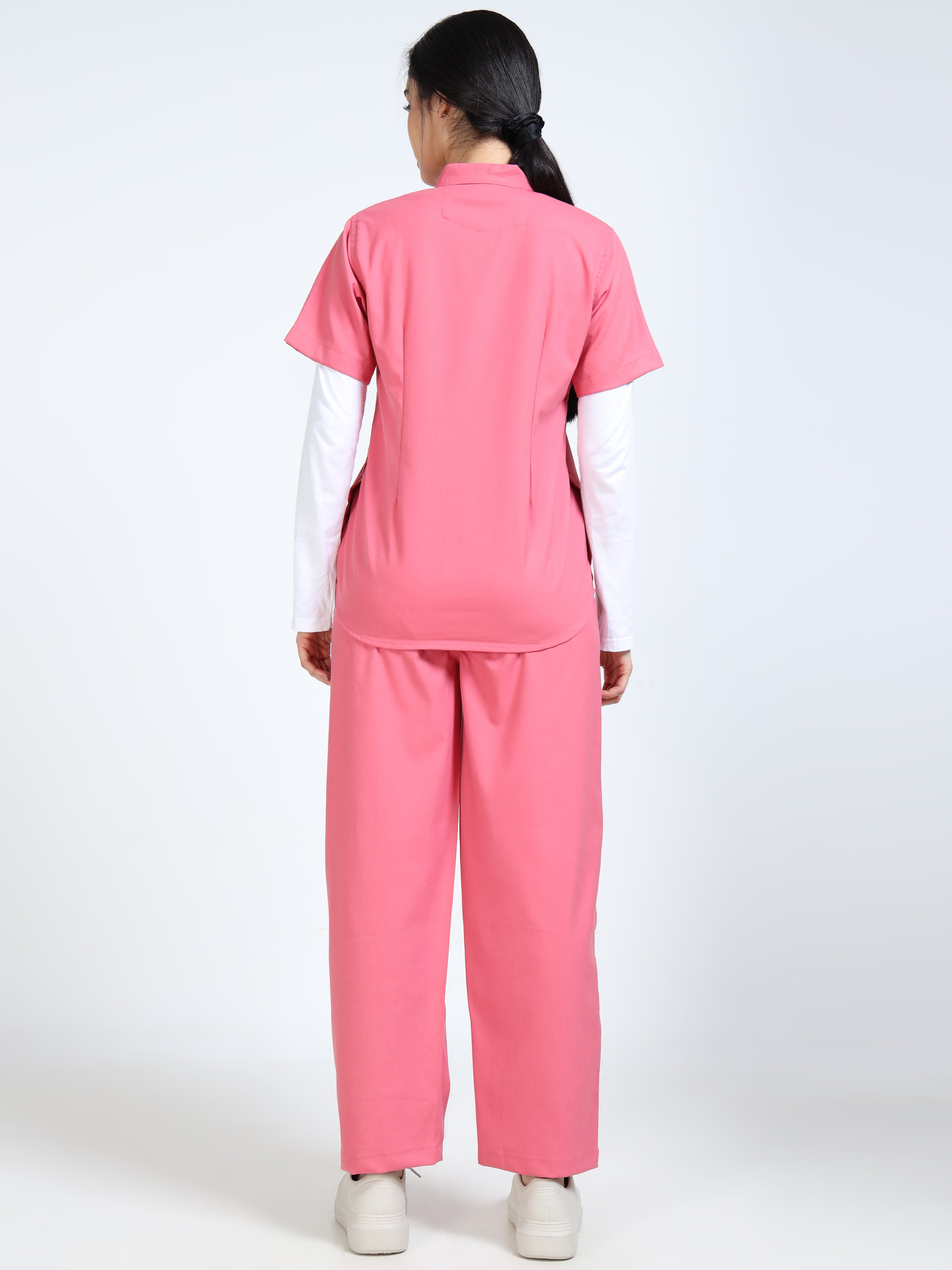 Women’s Mauve Medical Scrub Set – Mandarin Collar (Chinese Collar) Top & Straight Pants | 2-Way Stretch, Soft Touch & Antibacterial Fabric – Apollo