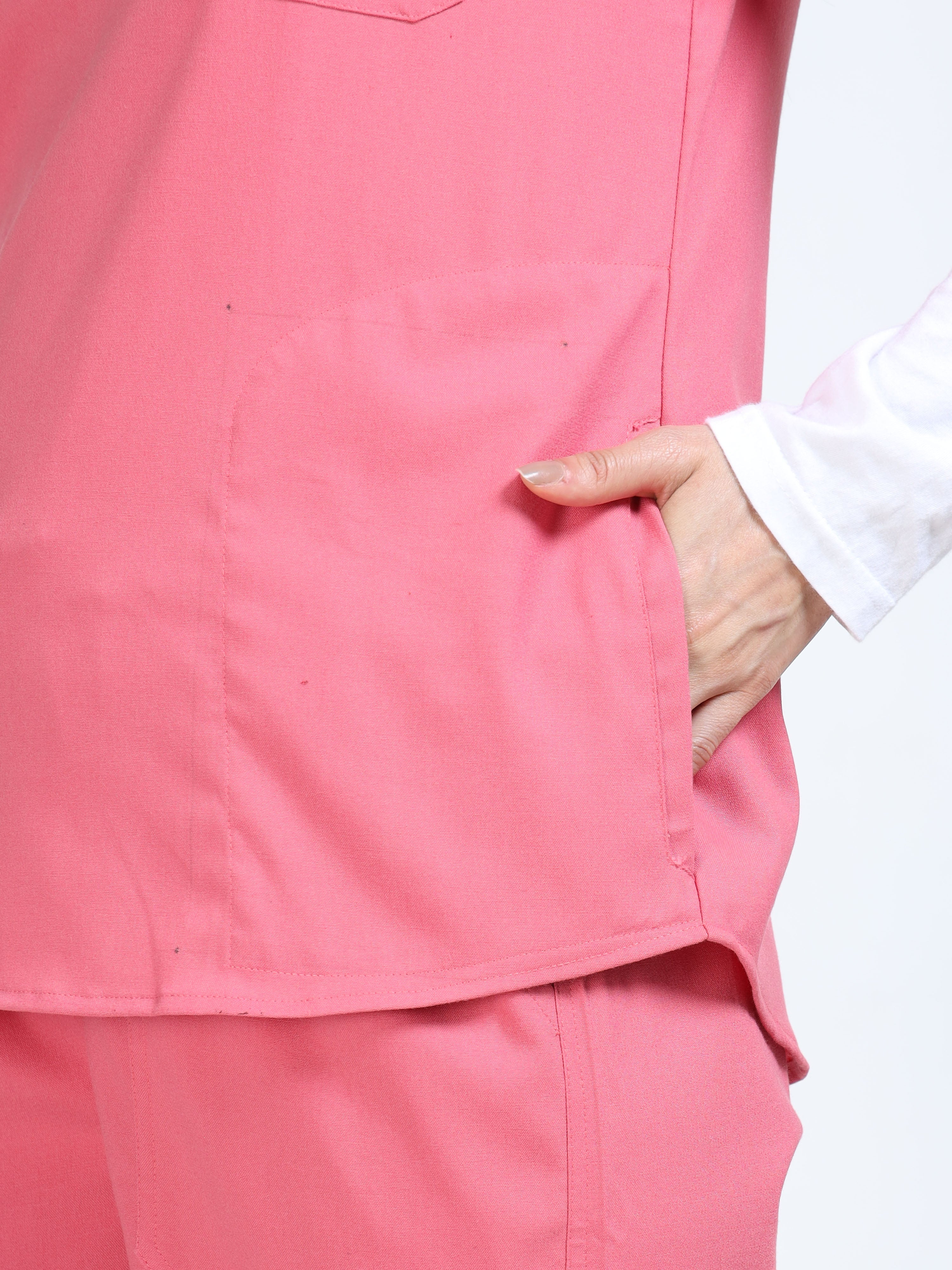 Women’s Mauve Medical Scrub Set – Mandarin Collar (Chinese Collar) Top & Straight Pants | Twill Fabric, Soft Touch & Antibacterial – Eco Flex