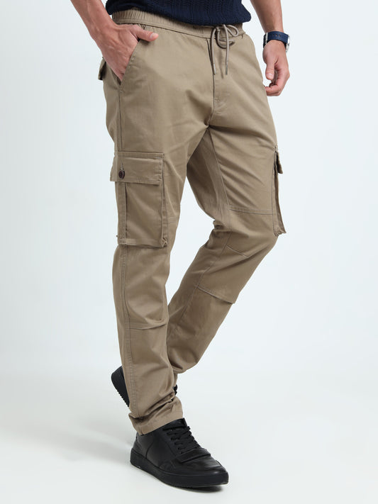Men Relaxed Fit Cargoes-Lt Olive