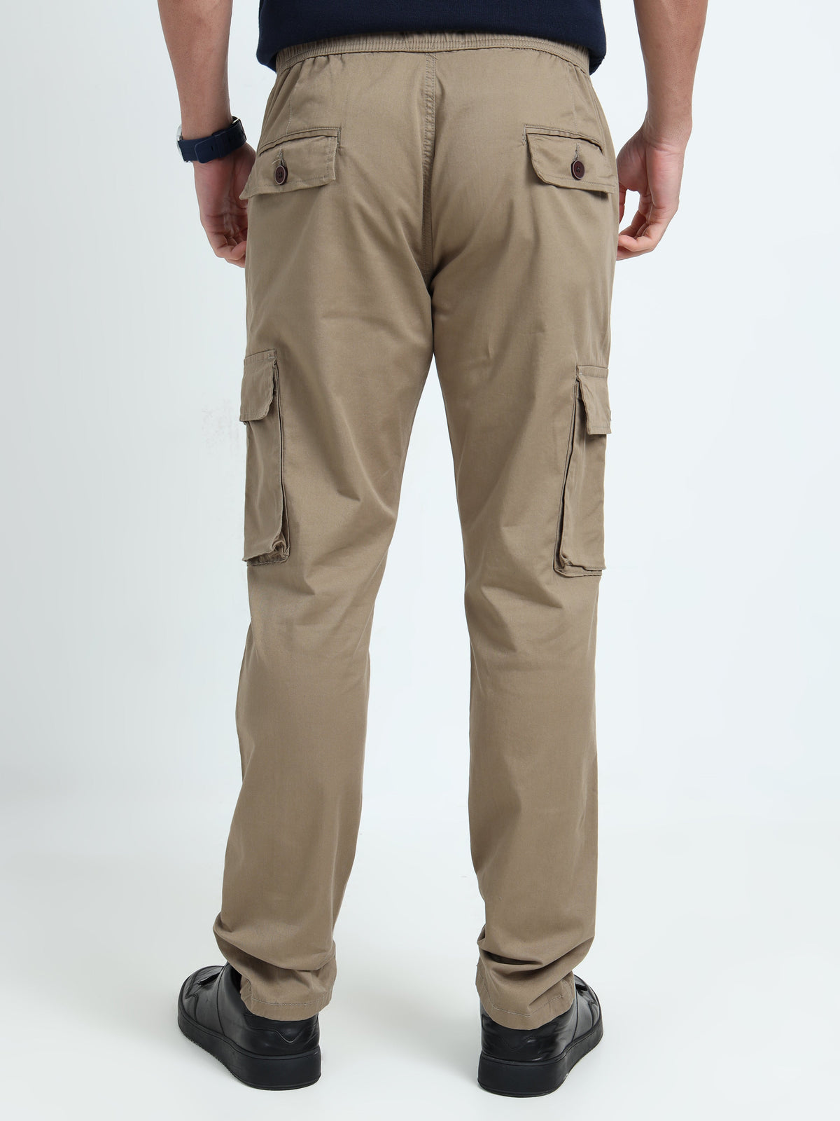 Men Relaxed Fit Cargoes-Lt Olive