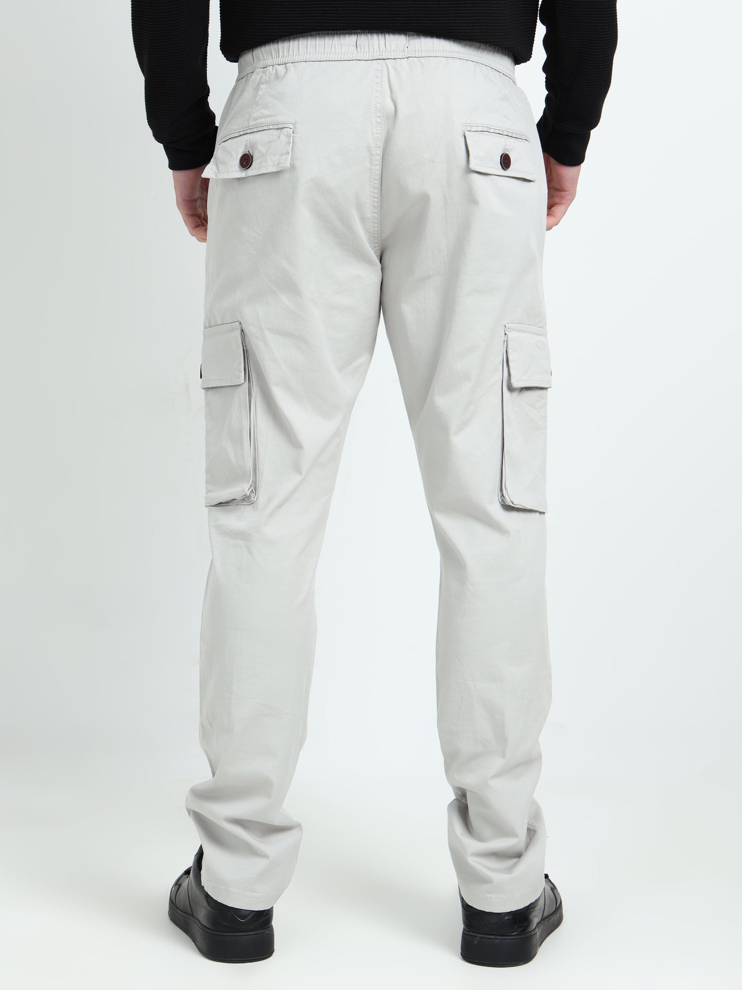 Men Relaxed Fit Cargoes-Lt Grey