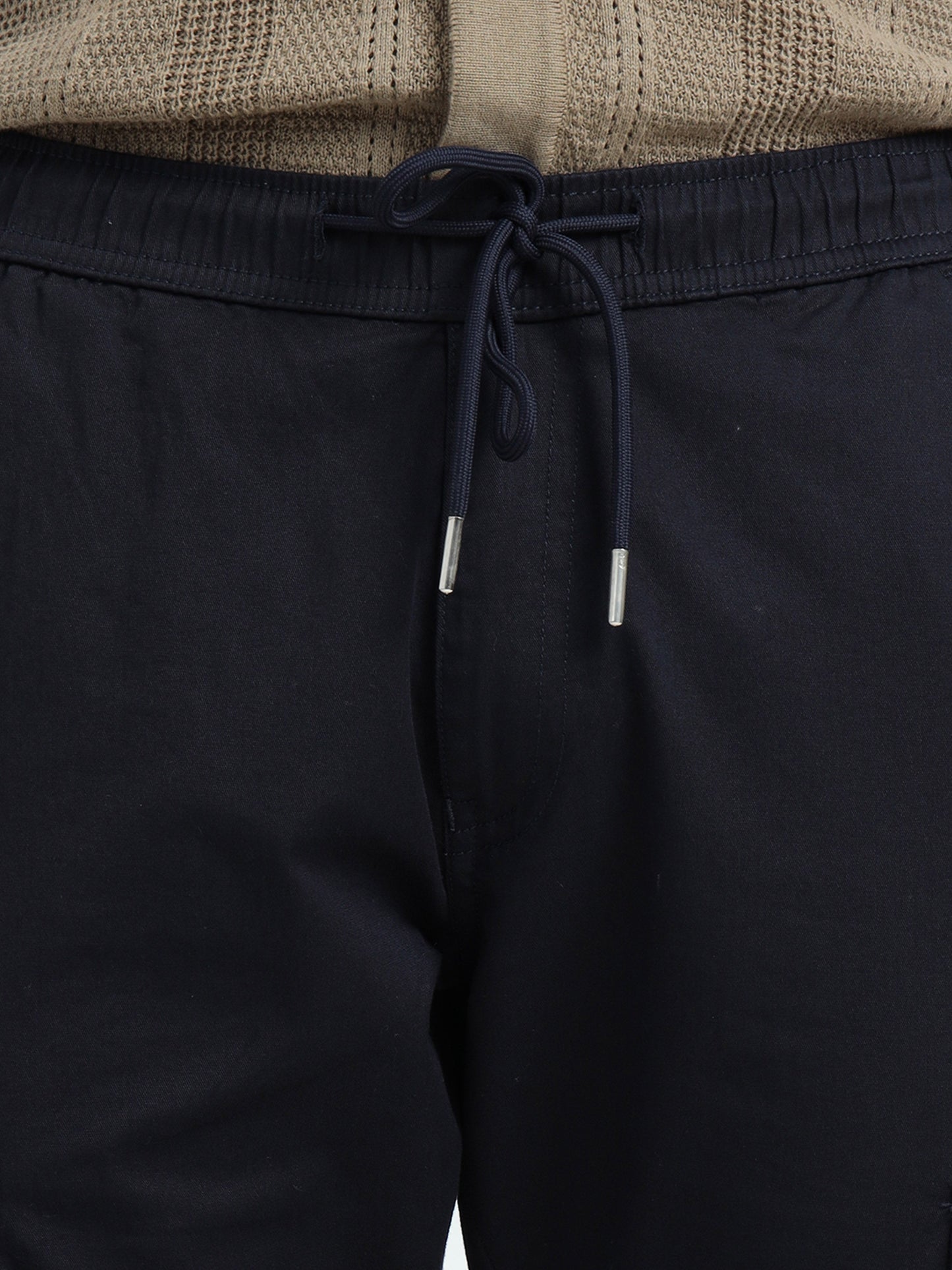 Men Relaxed Fit Cargoes-Navy