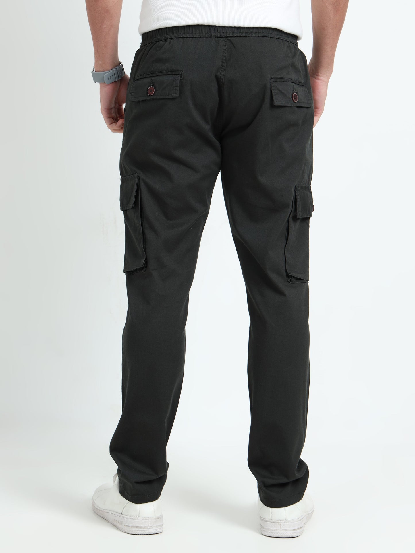 Men Relaxed Fit Cargoes-Green