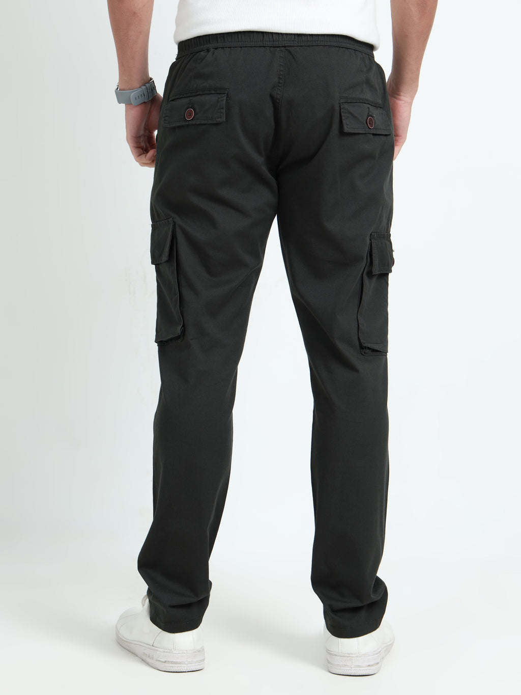 Men Relaxed Fit Cargoes-Green
