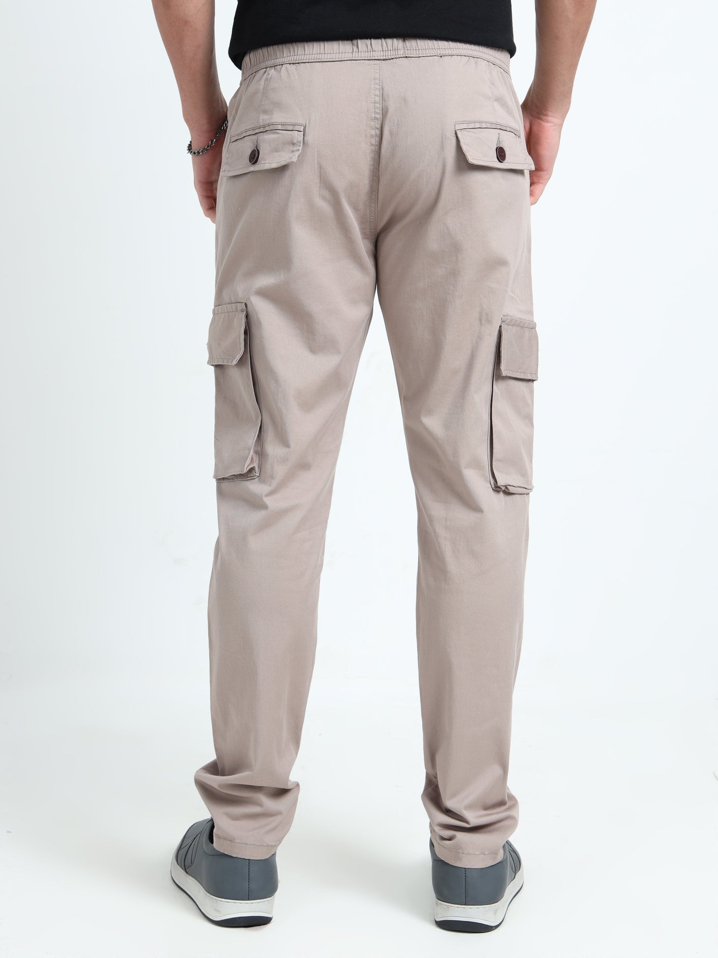 Men Relaxed Fit Cargoes-Fawn