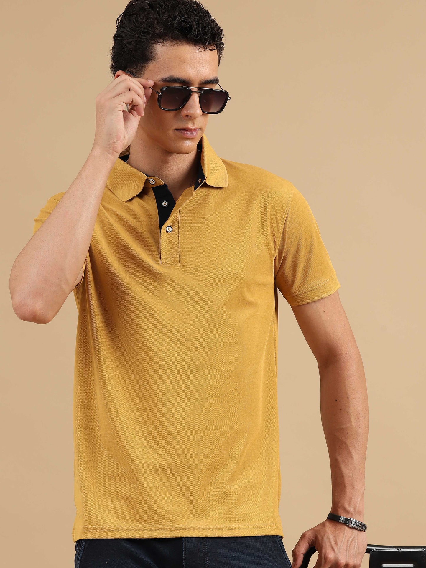 Plus Size Mustard Yellow Men's Polo T-shirt