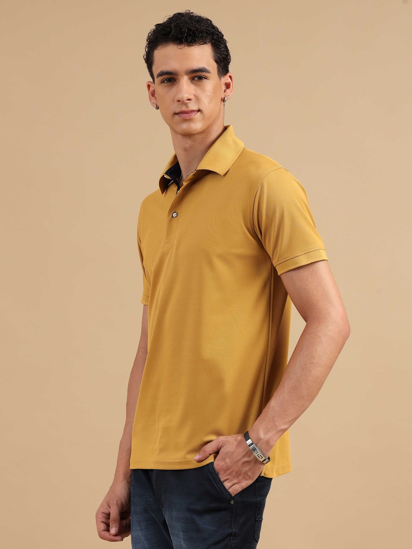Plus Size Mustard Yellow Men's Polo T-shirt