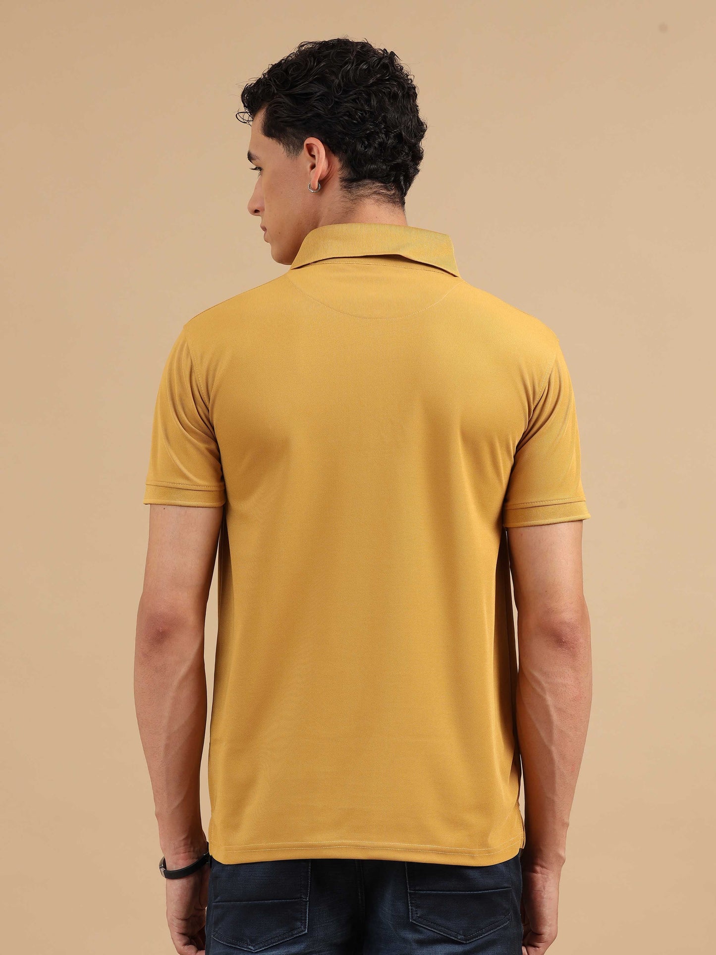 Plus Size Mustard Yellow Men's Polo T-shirt